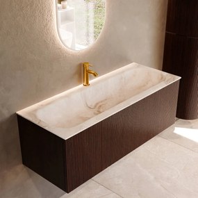 Mondiaz Kurve-dlux 120cm badmeubel ruby met 1 lade en wastafel big large midden 1 kraangat frappe