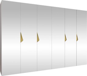 Kledingkast Hartford 632, Gouden, Wit, 202x300x52cm, 210.5 kg, Kledingkast deuren: Met scharnieren