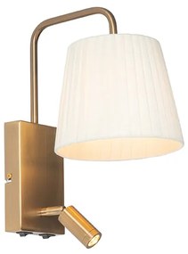 Moderne wandlamp wit en brons met leeslamp - Renier