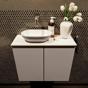 Mondiaz Fowy toiletmeubel 60cm smoke met taupkleurige waskom links zonder kraangat