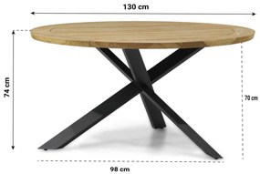 Tuinset Ronde Tuintafel 4 personen  Teak/Rope Grijs  4 Seasons Outdoor Calpi/Prado