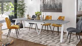 AVERY Millenium beton/onderkant wit - LOFT/INDUSTRIËLE TAFEL VOOR WOONKAMER / EETKAMER UITKLAPBAAR TOT 330 cm!