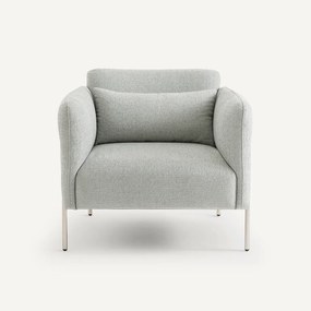 Fauteuil in geextureerde stof en satijn nikkel, Alistair