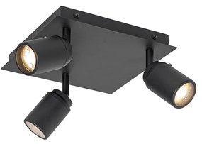 Smart badkamer spot zwart vierkant IP44 incl. 3 Wifi GU10 - Ducha