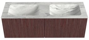 Mondiaz Kurve-dlux 130cm badmeubel ruby met 2 lades en wastafel leaf dubbel zonder kraangat opalo