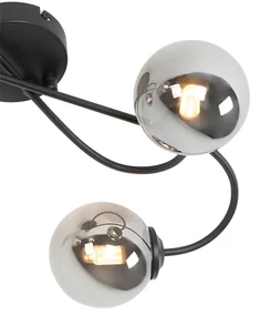 Moderne plafondlamp zwart 4-lichts met smoke glas - Athens Landelijk G9 Binnenverlichting Lamp