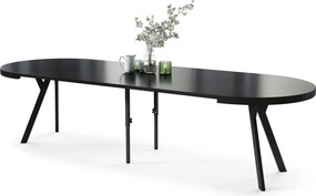 EXPANSO Czarny Mat/zwarte poten - GROTE RONDE TAFEL Ø110 UITBREIDBAAR TOT 310 cm met Y-POTEN LOFT/INDUSTRIAL