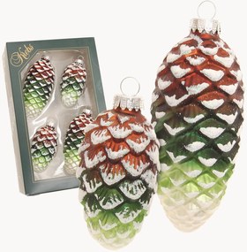 Handbeschilderde kerstboomhangers Pinecone, 4-delig