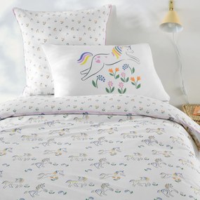 Dekbedovertrek in 50% gerecycled katoen, eenhoornprint, TAMILA