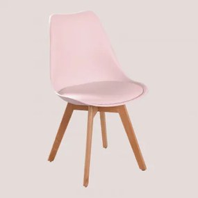 Set van 2 Scandinavische eetkamerstoelen Roze – hazelnoot - Sklum