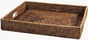 Vierkante rotan serveerschaal Tan