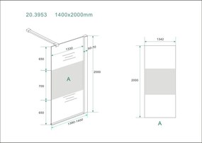 Mueller inloopdouche met muurprofiel 140x200 8mm Nano matglas