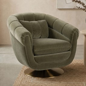 Dutchbone Member Draaibare Vintage Fauteuil Olijf