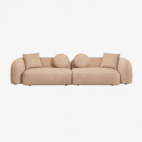 Modulaire 2-delige Bank In Chenille Coco Dikke Chenille Stof Latte Bruin - Sklum