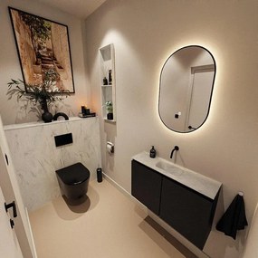 MONDIAZ TURE-DLUX 80cm toiletmeubel Urban. EDEN wastafel Opalo positie midden. Zonder kraangat. TUREDX80URBM0OPA