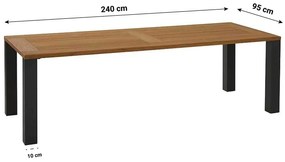 Tuintafel rechthoekig  240 x 95 cm Aluminium/Teak/Aluminium/teak Grijs   Union