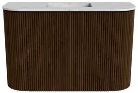 Mondiaz Joya DLux 65cm toiletmeubel ronding links/rechts walnut met wastafel faye midden zonder kraangat opalo