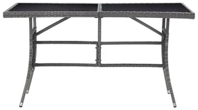 vidaXL Tuintafel 140x80x74 cm poly rattan grijs