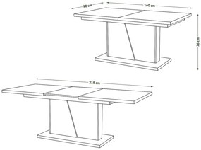 NOBLE NOIR Artisan Oak/beige – uitschuifbare tafel tot 218 cm, voor 8, 10