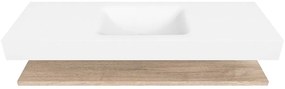 Zaro Alan badmeubel 140cm met planchet washed oak en vrijhangende wastafel cloud midden 1 kraangat talc