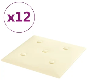 vidaXL Wandpanelen 12 st 1,08 m² 30x30 cm kunstleer crèmekleurig