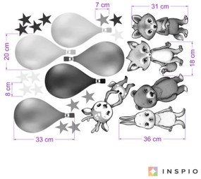 Zwart-wit stickers - INSPIO Dieren met Ballonnen