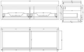 Gliss Design Ares badmeubel 140cm 2 lades castle brown zonder waskom