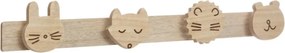 Atmosphera Wild Kapstok 4 haken - 55 x 8 cm - Naturel hout - Dierenkoppen