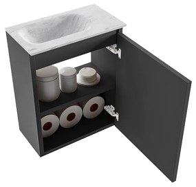 Mondiaz Ture DLux toiletmeubel 40cm dark grey met wastafel opalo links met kraangat