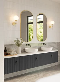 Muebles Ezra badmeubel ribbelfront 240cm antraciet mat met wit toppaneel zonder waskom