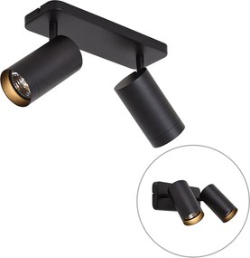 Moderne plafondlamp zwart 2-lichts GU10 70mm - Jeana Luxe
