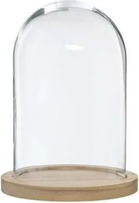 Atmosphera glazen stolp met houten voet - Diameter 14 x H26 cm