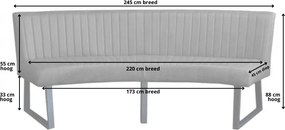 Eetkamerbank - Hengelo - stof Element lichtblauw 16 - geschikt voor ovale tafel 240 cm