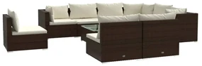 vidaXL 10-delige Loungeset met kussens poly rattan bruin