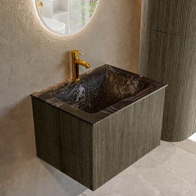 Mondiaz Kurve-dlux 60cm badmeubel shadow met 1 lade en wastafel cloud midden 1 kraangat lava