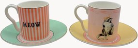 Kopjes & schoteltjes Cat van Fine Bone China, 4-delig