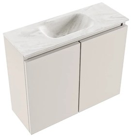 Mondiaz Ture DLux toiletmeubel 60cm linen met wastafel ostra midden met kraangat