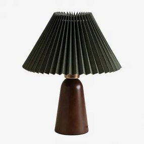 Jeremaia houten tafellamp Leger Groen - donker hout - Sklum