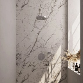 Brauer Stripe inbouw regendouche rond met 25cm hoofddouche, gebogen muurarm en staafhanddouche set 38 chroom
