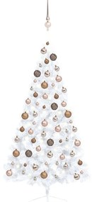 vidaXL Kunstkerstboom met LED's en kerstballen half 150 cm wit