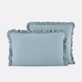 Effen kussensloop in tetra, met volant, Kumla