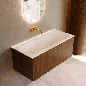 Mondiaz Kurve-dlux 100cm badmeubel dusk met 1 lade en wastafel big medium midden zonder kraangat ostra