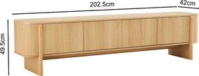 Eiken Tv-meubel Scandinavisch 200 Cm - 200x42x50cm.