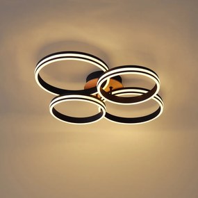 Plafondlamp hout incl. LED 3-staps dimbaar 4-lichts - Navara