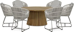 Tuinset Ronde Tuintafel 6 personen 180 cm Rope Taupe  Santika Furniture Santika