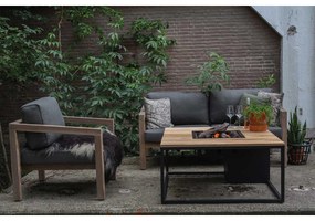 Cosi Fires Cosiloft lounge vuurtafel 100 cm zwart - teak top
