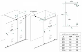Mueller inloopdouche schuifdeur op rail 100x200cm