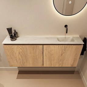 Mondiaz Ture DLux toiletmeubel 120cm washed oak met wastafel ostra rechts zonder kraangat