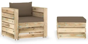 vidaXL 2-delige Loungeset met kussens groen geïmpregneerd hout