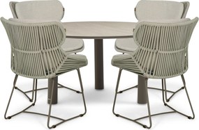 Tuinset Ronde Tuintafel 4 personen 140 cm Rope Taupe Santika Furniture Santika